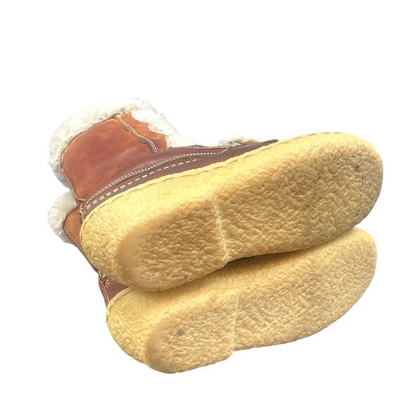 VTG Cabelas Boots 8 Leather Shearling Lace-Up Chunky 70s Distressed Boho Hippy - Picture 7 of 16